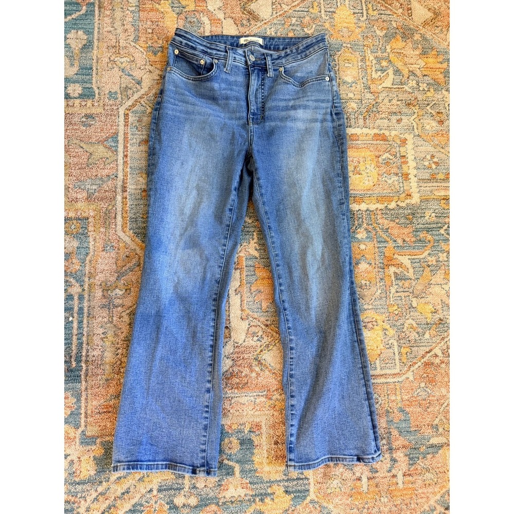 Madewell Mid-Rise Cropped Kick Out Jeans Blue Demi-Boot Flare Sz 29 DM7179 NN425